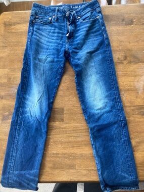 American Eagle Outfitters Men’s Distressed Dark Blue Slim Straight Jeans